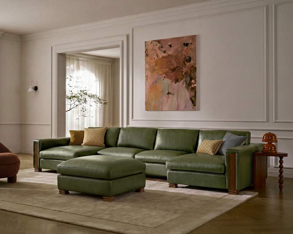 Kagan-Leather-4-Piece-U-Shape-Sectional-Sofa-Moss-With-Rumi-Chair-With-Ottoman-Caramel-Set_1